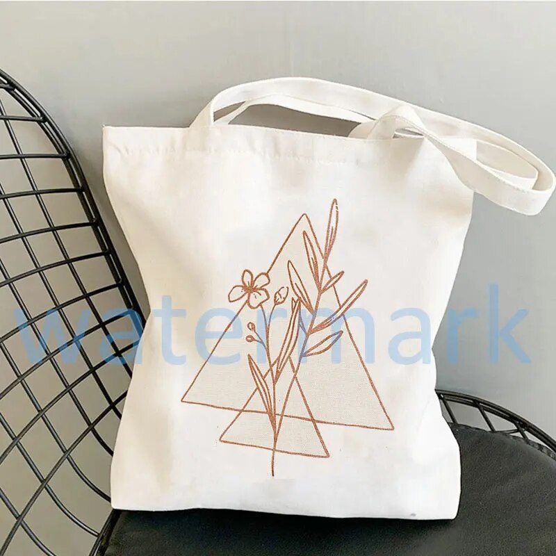 Flower Print Canvas Tote Bag Totes Aesthetic Bags for Women Shopper Shopping Bag Back To School Gift for Teacher Bolsa Feminina. 
