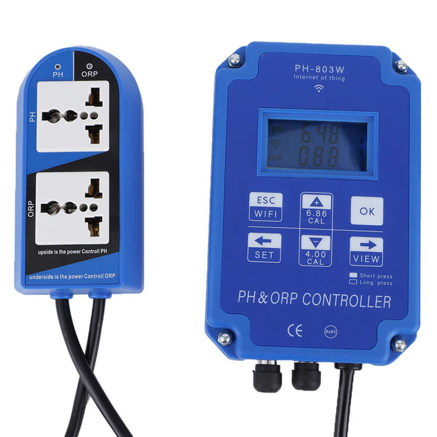 PH Meter PH‑803W WIFI ORP/PH Controller Online Water Quality Monitor EU Plug AC230V±10% 50/60Hz. 