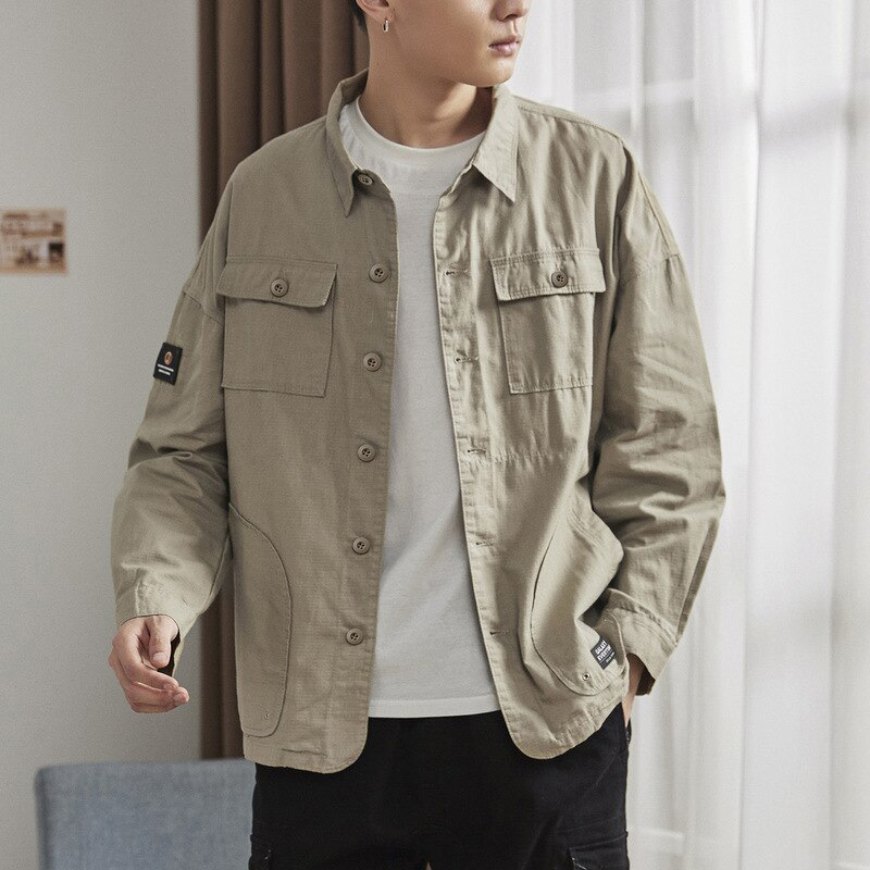 Work shirt youth Loose cotton men shirt 