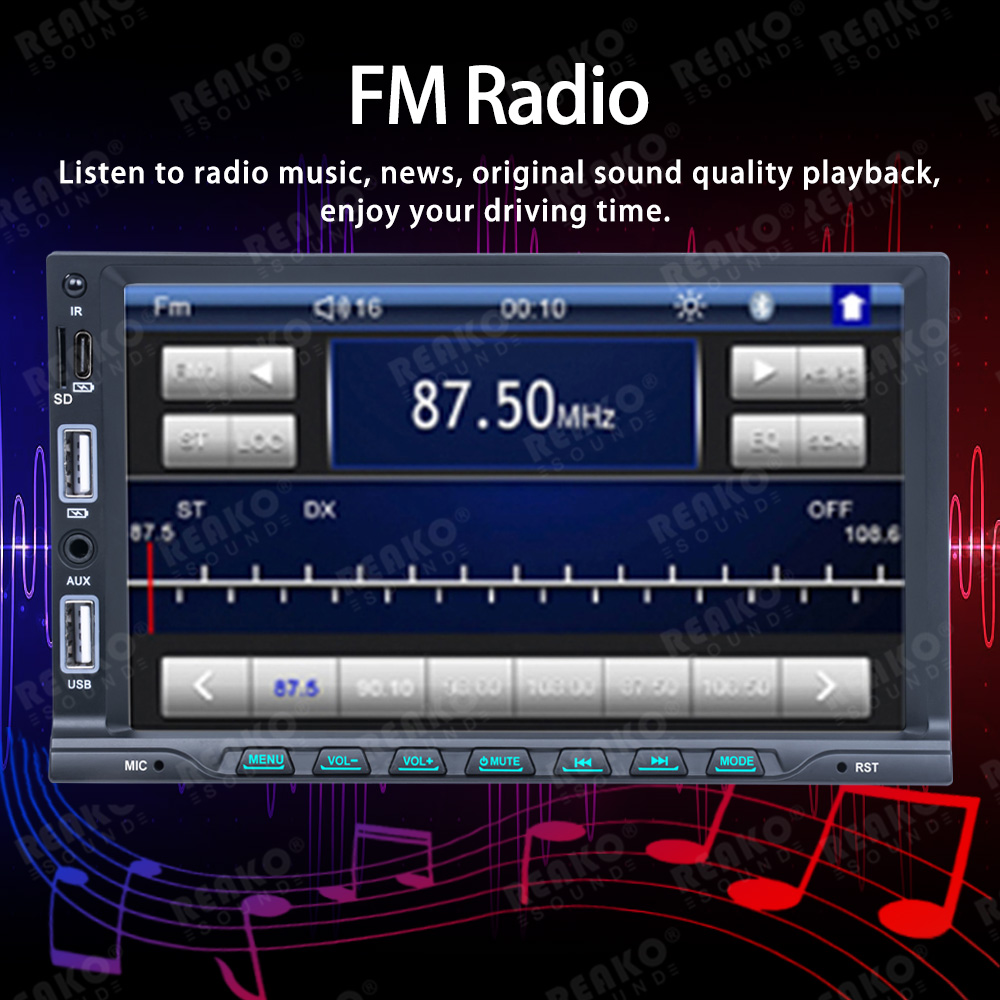 X-REAKO 1 Din Car Radio 7 HD Autoradio Multimedia MP5 Player Touch Screen MirrorLink Audio Stereo Bluetooth USB FM Type-C NoDVD. 