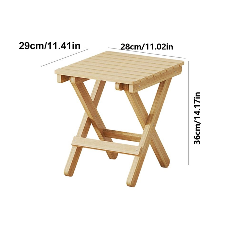 Small Folding Stool Portable Wooden Stool Chair Lightweights Fold-Up Step Stool Folding Foot Rest for Outdoor 28x26x22cm. 