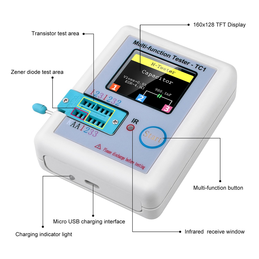 LCR-TC Multi-Meter Transistor Tester New Diode Triode Capacitor Resistor Test Meter MOSFET NPN PNP Triac MOS. 