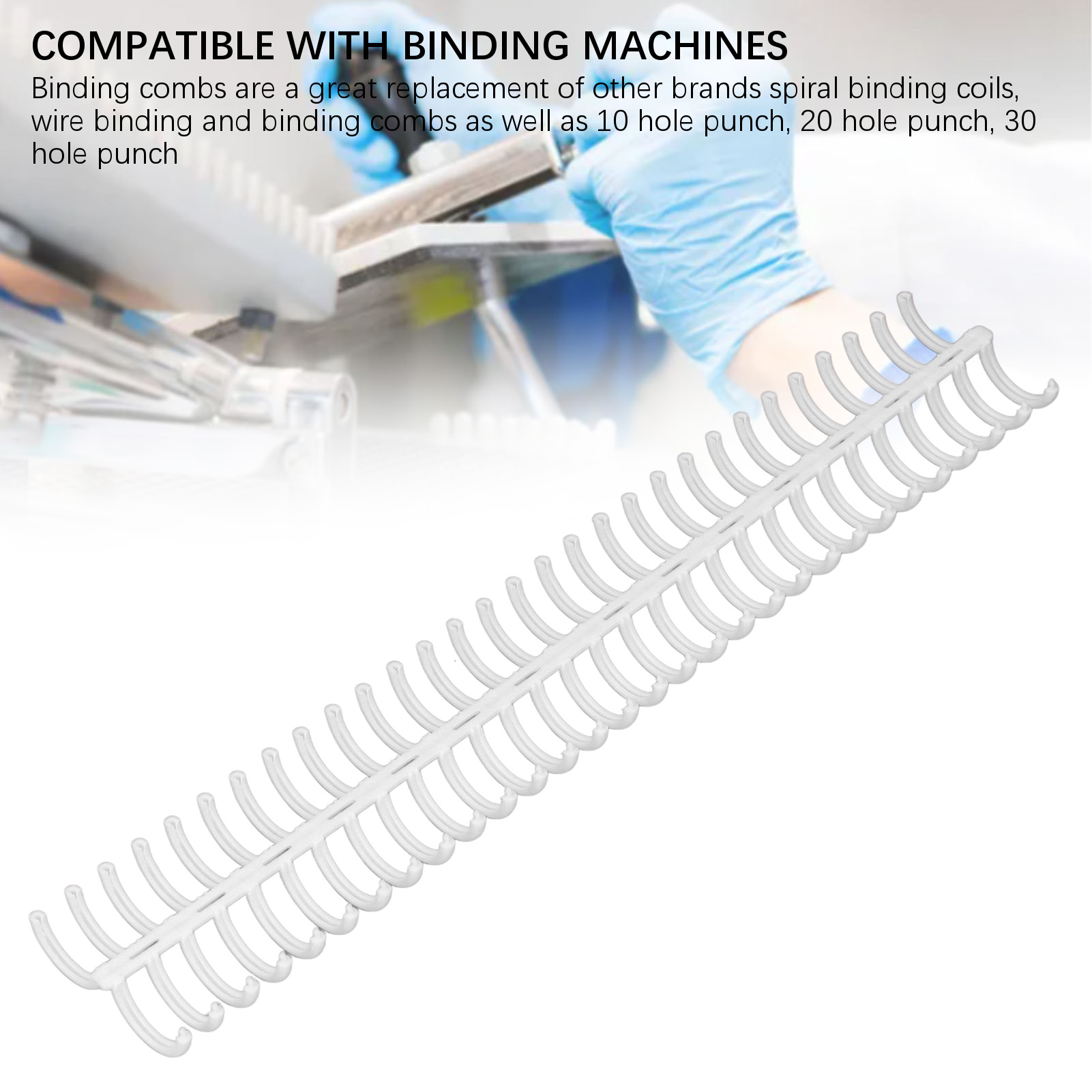 Comb Binding Spines Easy To Adding 30 Ring Plastic Binder Combs 10Pcs for Documents. 