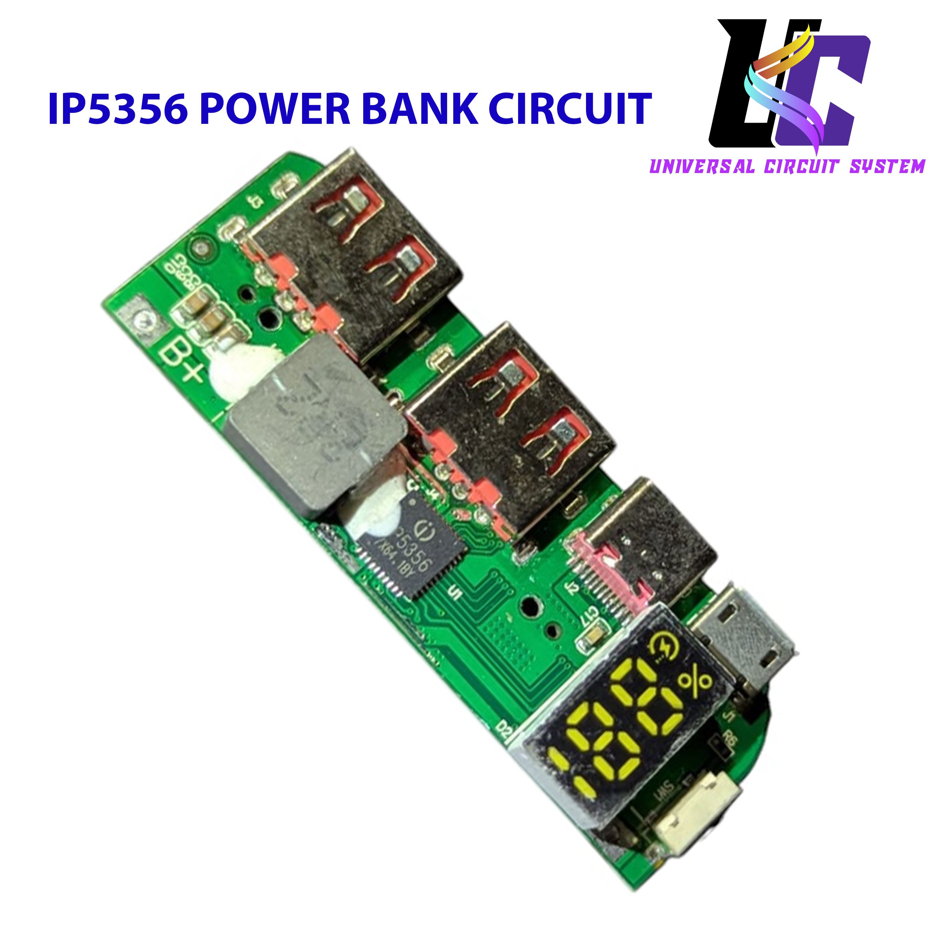 22.5W Fast Charging Bank Module IP5356 TYPE-C Micro USB PD 22.5W ip5356 Fast Charging Power Bank Circuit With Display. 