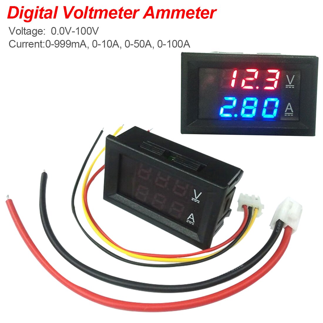 LED DC dual display  2 in 1 0.56" Voltage Current Meter DC 100V 10A Measuring Tool Digital current voltmeter Panel Dual 3 Bit. 