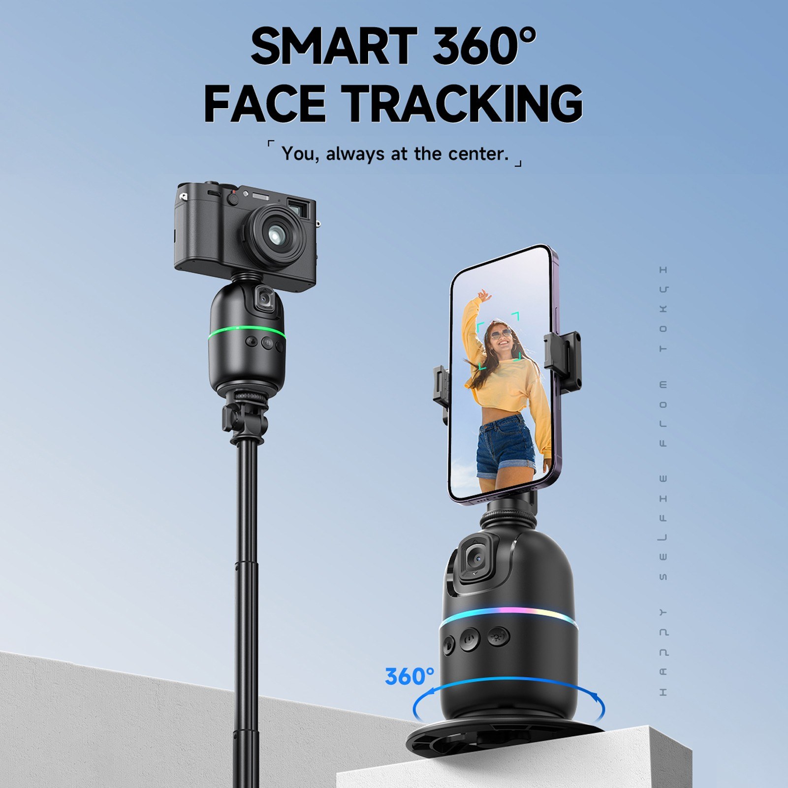 Andoer Gimbal Stabilizer For Smartphone, Ai Auto Face Tracking Gimbal Desktop Selfie Stabilizer For Phone Robot Cameraman 360° Rotation No App Required For Vlog Live Streaming Video Recording - View #4