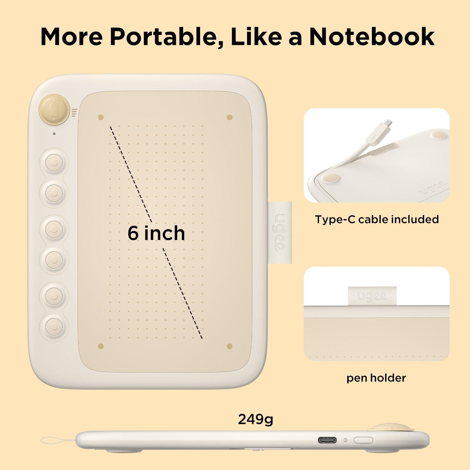 Ugee Q6 Graphic Tablet Drawing Tablet Digital Drawing Board Writing Pad for Children Kids Support Android PC Mac. 
