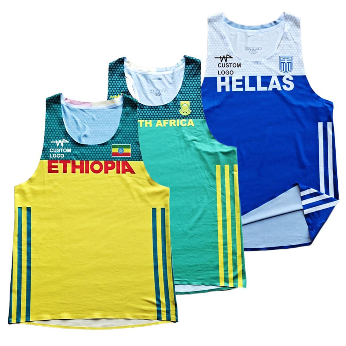 2022 ETHIOPIA South Africa HELLAS Team Man Fast Running Net Breathable Vest Speed Athlete Track Field Singlet Customizable Logo