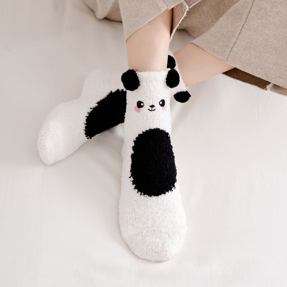 KYRANE Cartoon Kawaii Plush Ball Coral Fleece Panda Cat For Girls Winter Hosiery Korean Ankle Socks Women Sleep Socks Floor Socks. 