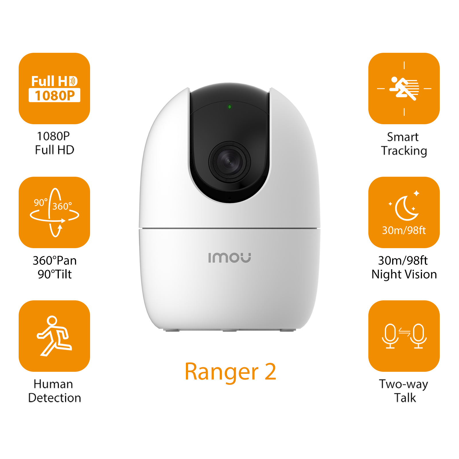 Imou RANGER 2 | 3MP 2K Indoor Smart Security WI-FI IP camera | Pan & Tilt for 360° Coverage | Human Detection | Smart Tracking | Night Vision | Privacy Mode. 