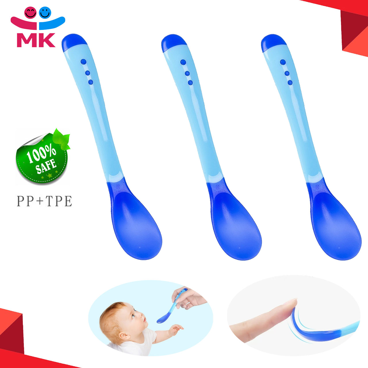 Silicone Baby Feeding Spoon for Baby Training Spoons, Dishwasher and Boil Safe