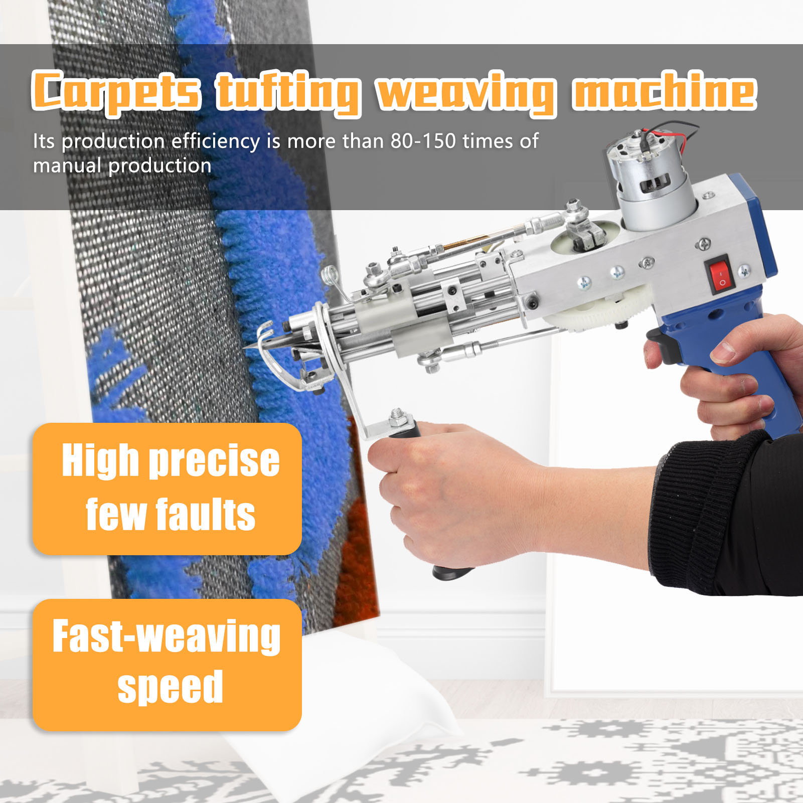 KOGEEK Electric Carpet Tufting Weaving Machine Professional Flocking Device Industrial Embroidery Tool Cut-Pile Loop-Pile Knitting Equipment. 