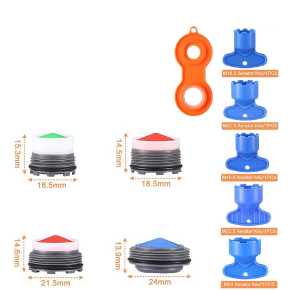 16 Pieces Faucet Aerator Cache Faucet Aerator and 5 Pieces Cache Faucet Aerator Key Removal Wrenches for Cache Aerators. 