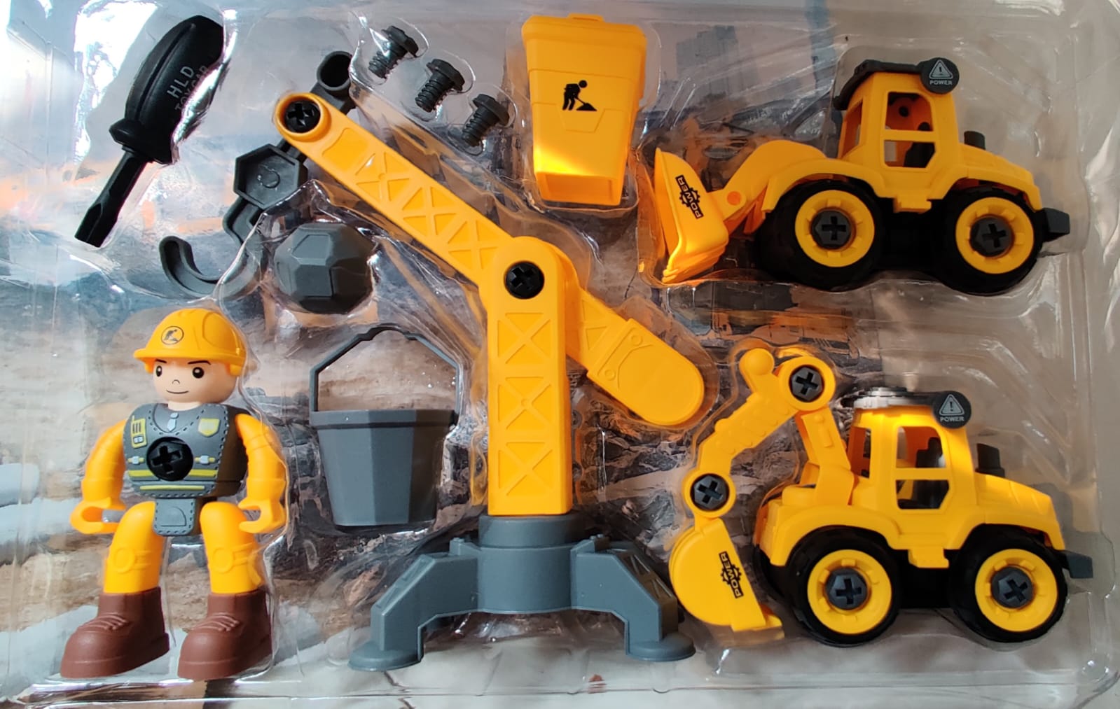 4pcs/set DIY Engineering Vehicle Set Disassembly Assembly Engineering Sanitation Toy Car Screw Nut with Disassembl Tool f