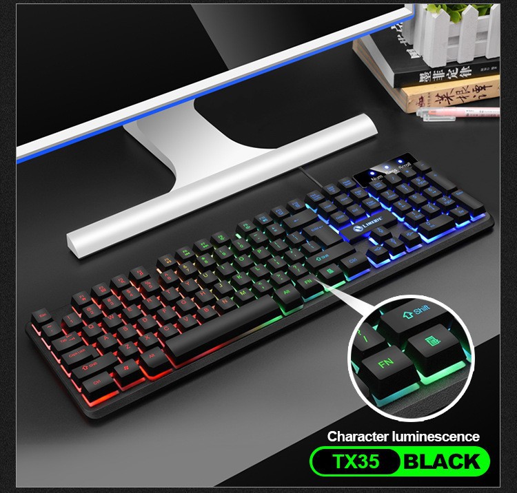 Limagnesium TX35 Luminous Wired Keyboard Suspension Mechanical Feel Home Game Computer Keyboard USB Business Office. 