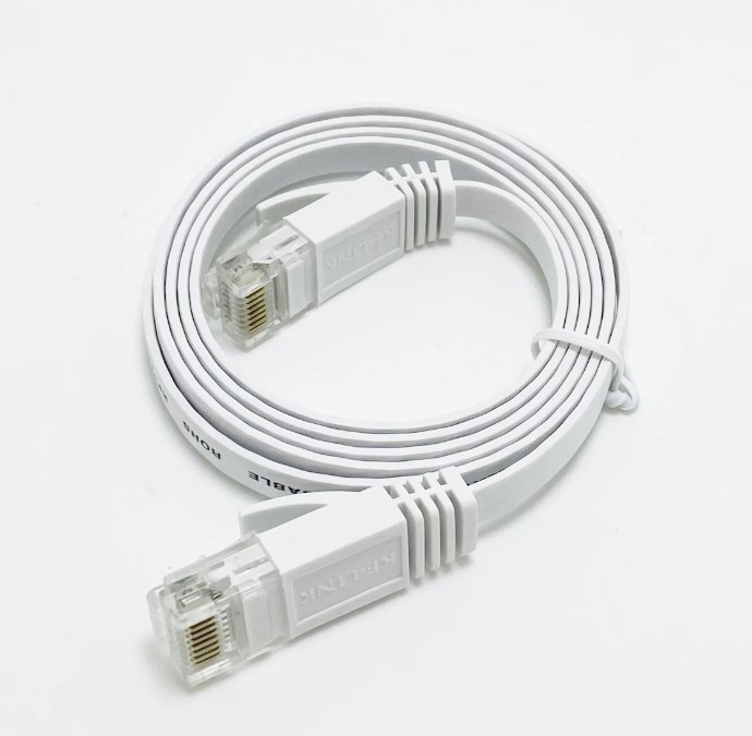 1m UTP CAT5  FLAT Ethernet Cable WHITE  Patch LAN Network cable For Computer Router Laptop. 