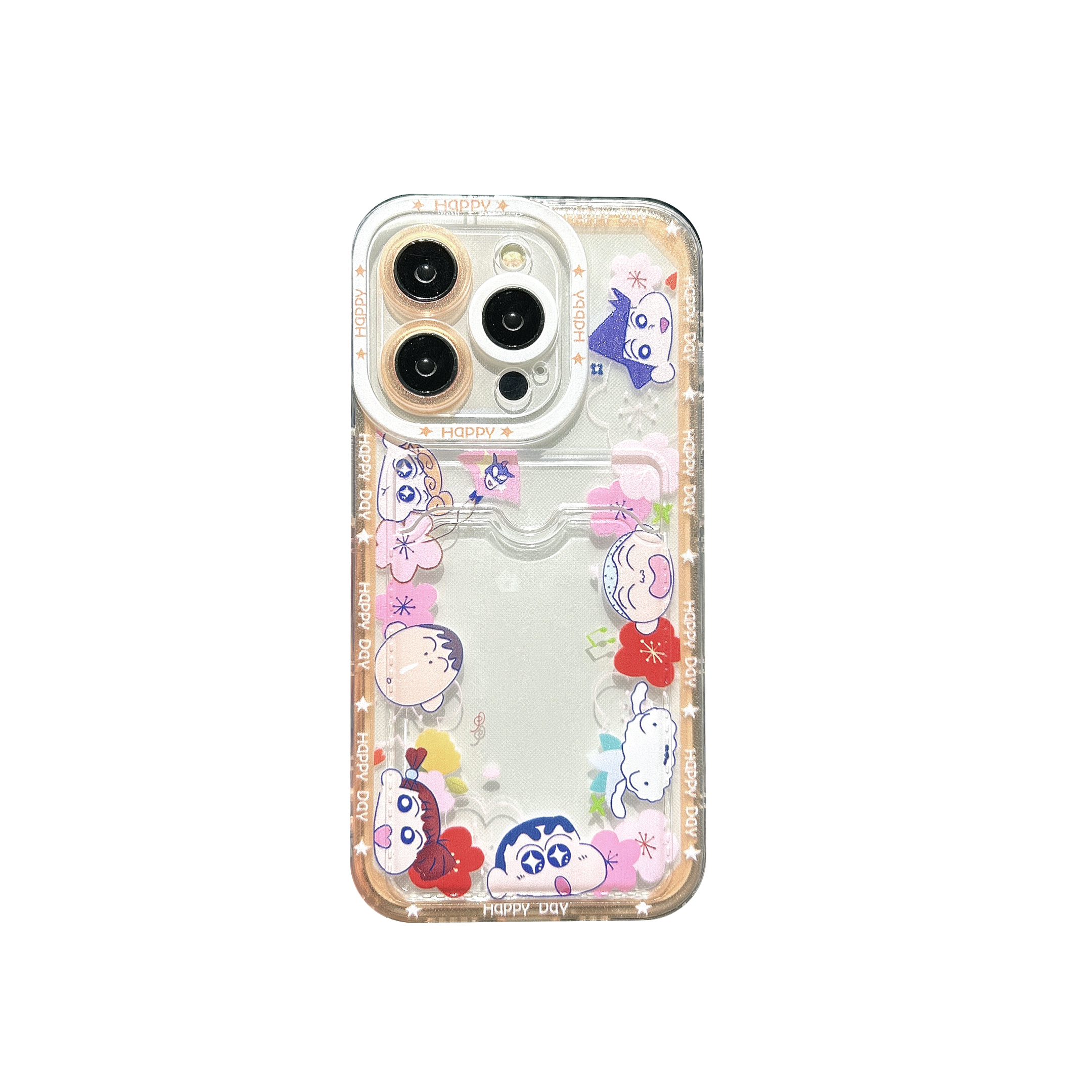 Olige Case For iPhone 7 8 11 12 13 14 15 Pro Max X XR XS Max 14 15 Plus Fashionable and minimalist Angel Eye Card Bag Flower Xiaoxin and Pajama Xiaoxin phone case back cover