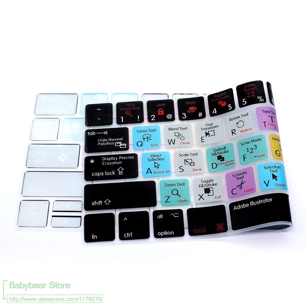 【happy one】Adobe Illustrator AI Hotkey Shortcut Silicone Keyboard Cover Keypad SKin for Macbook Pro 13" 15" est Touch. 