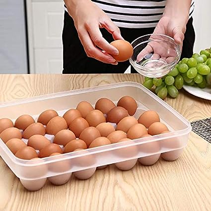 Egg Storage Box, Portable Refrigerator Eggs Box, Transparent Egg Box, Plastic Egg Case, Non Slip Eggs Container, Fresh-Keeping Eggs Rack, for Storage Carrying Packing Eggs 34 Grid. 