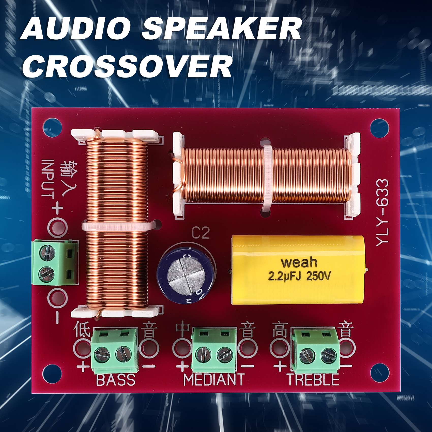 2Pcs 200W 3 Way Audio Speaker Crossover Treble + Midrange + Bass Independent Crossover Speakers Filter Frequency Divider. 