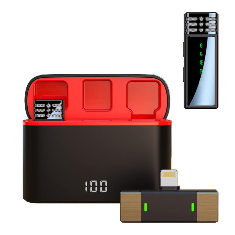 The new J68 private model noise reduction wireless collar clip microphone one drag two digital display charging bin mobile phone. 