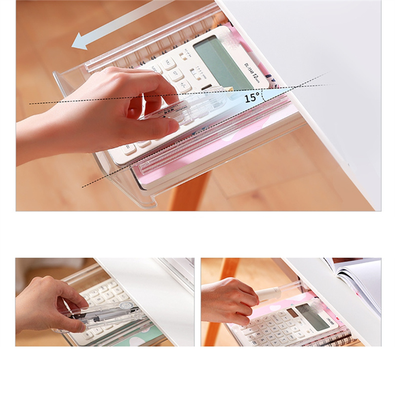 1Set Under Desk Drawer Organizer Under Table Storage Box Grocery Storage Drawer Organizer White. 