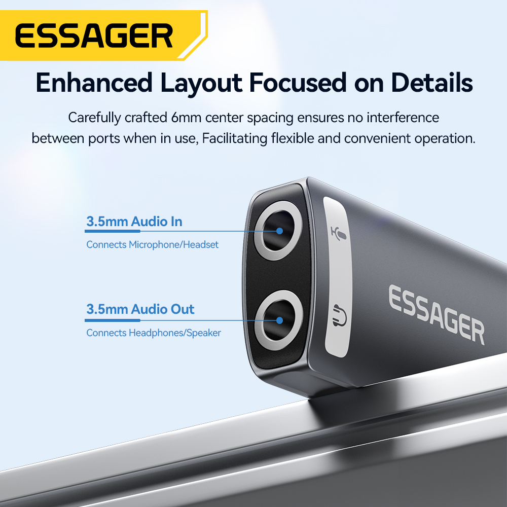Essager USB Sound Card External 3.5mm USB Adapter Mic Headphone Audio Adapter Speaker Interface For Laptop Computer PS5 PS4. 