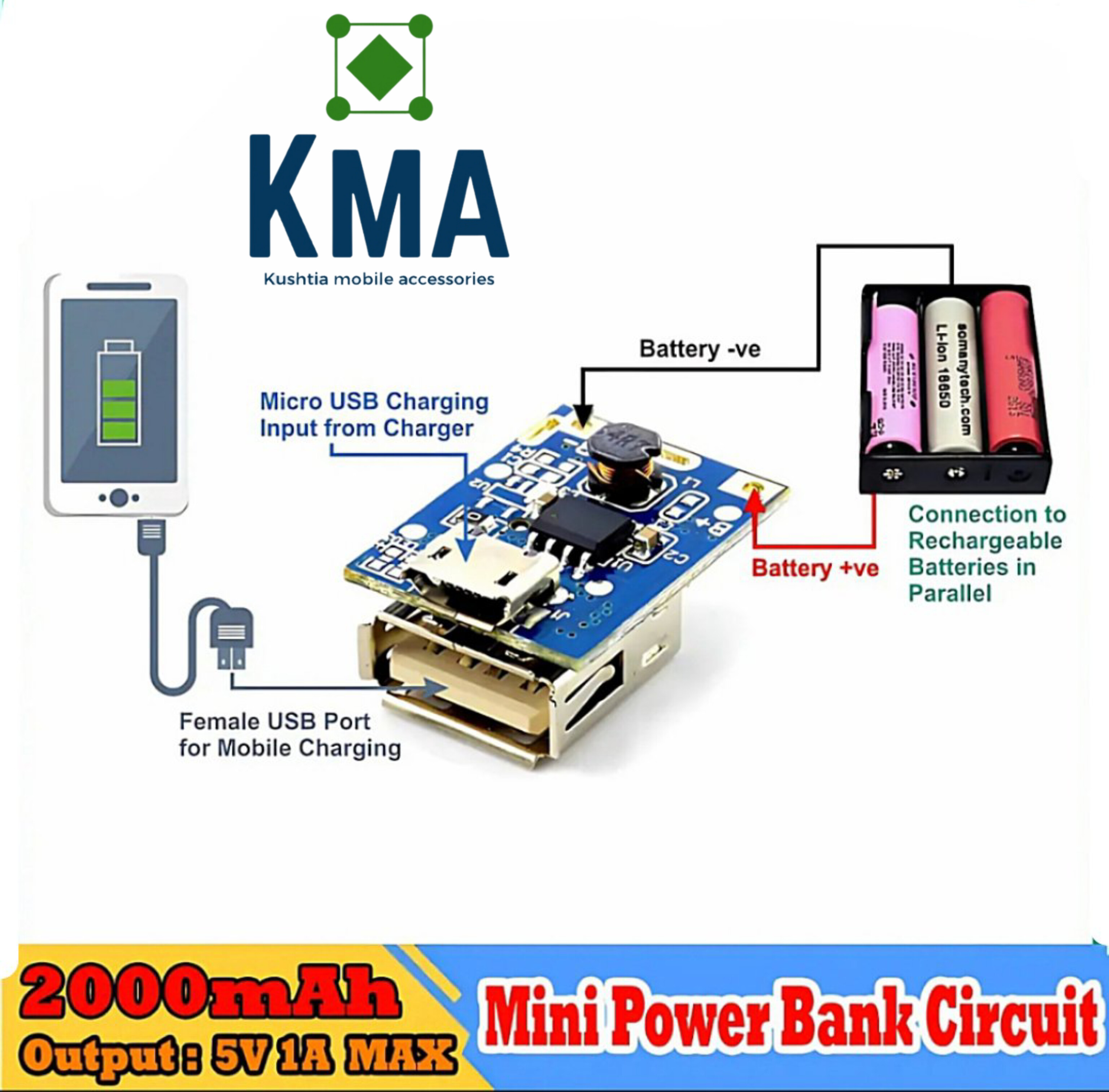 Mobile Power Bank Module 5V 1A - Charge Your Devices with 18650 Battery Charger Module Easy to Use and Maintain - power bank circuit. 