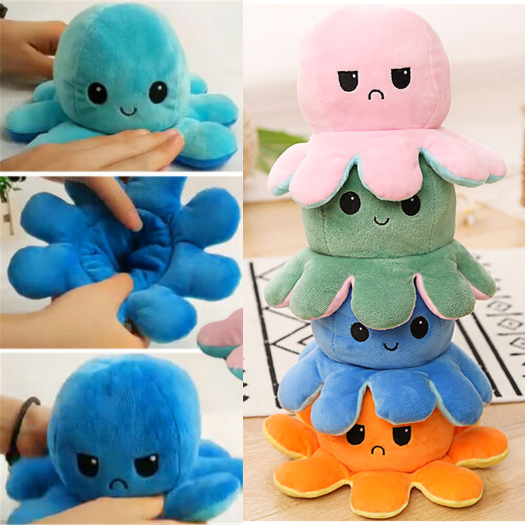 Reversible Flip Stuffed Octopus Plush Doll Soft Simulation Reversible Plush Toy Double-sided Color Flip. 