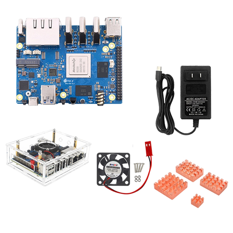For 5 Plus 16GB RAM RK3588 Octa-Core 2.5G Dual Network Port with PCIE Expansion Board with Accessories Easy to Use EU Plug. 