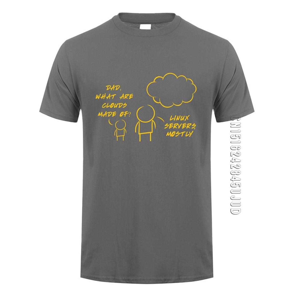 Linux servers Mostly Cloud T Shirt Summer Men O Neck Cotton Computer Programmer Tshirt Funny Man T-shirts