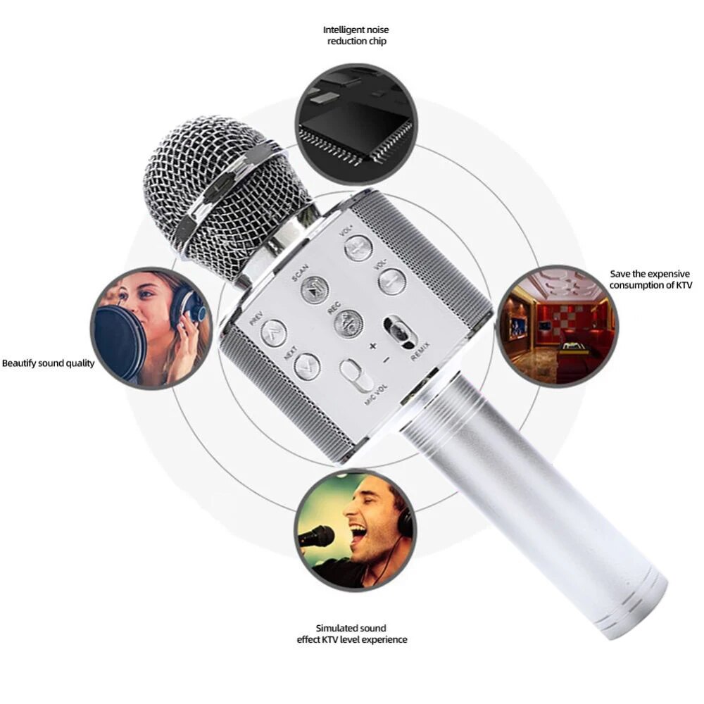 Children's Microphone Karaoke Home System Portable Bluetooth Speaker with Wireless Mic For Kid. 