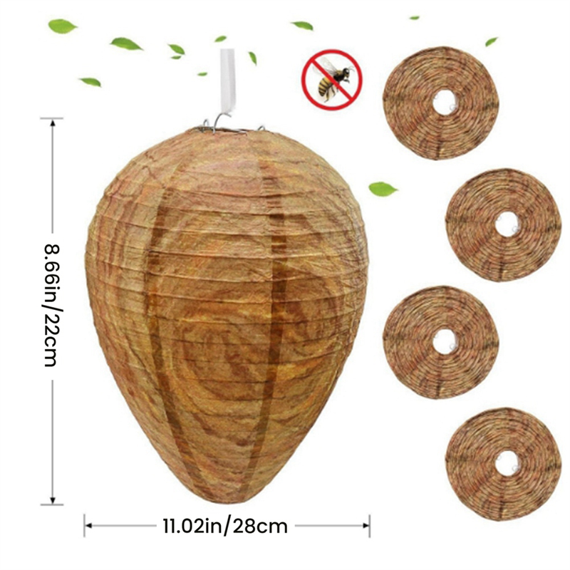 2Pcs Wasp Nest Decoy Beehive Wasp Honey Bee Wasp Hornet Spiral Vortex Cloth Paper Lantern Hanging Drive Beehive Trap Easy Install Easy to Use