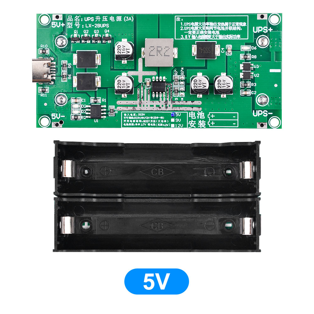 TZT Type-C 15W 3A 18650 Lithium Battery Charger Module DC-appropriateDC Boost Fast Charging UPS Power Supply/Converter 5V 9V 12V