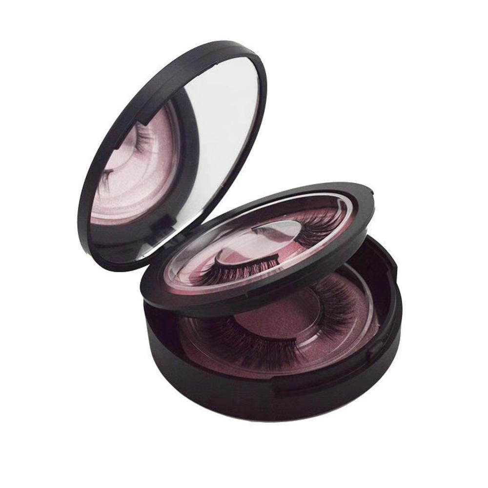 Double Layer Eyelash Packaging Circle Box with Mirror and Tray Eyelashes Storage Organizer Empty Lash Case with Lash Holder for Women Girls Makeup. 