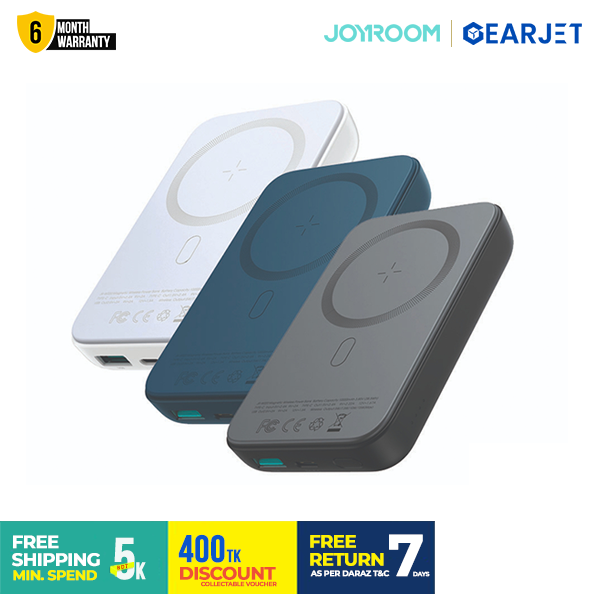 JOYROOM JR-W020 Mini Power Bank 10000mAh 1 Input 3 Output with Magnetic Wireless MagSafe 20W PD Fast Charging. 