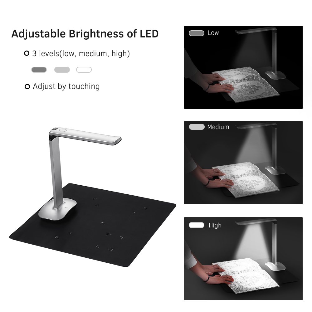 HXSJ F50 Foldable HD High Speed USB Book Image Document Camera Scanner 15 Mega-Pixels A3 & A4 Scanning Size with LED Light for Classroom Office Library Bank for Windows. 