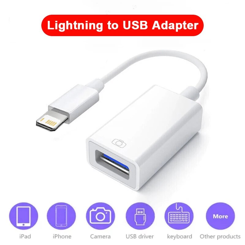 OTG Adapter Cable For iPhone 14 13 12 11 Pro Max XR 8 Plus Lightning To USB 3.0 Card Reader For Xiaomi Samsung Camera Converter. 