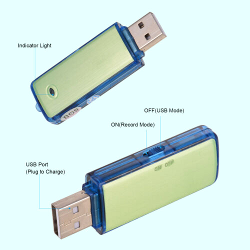 Voice Recorder with 8GB USB Flash Drive and Built-in Audio Storage. 