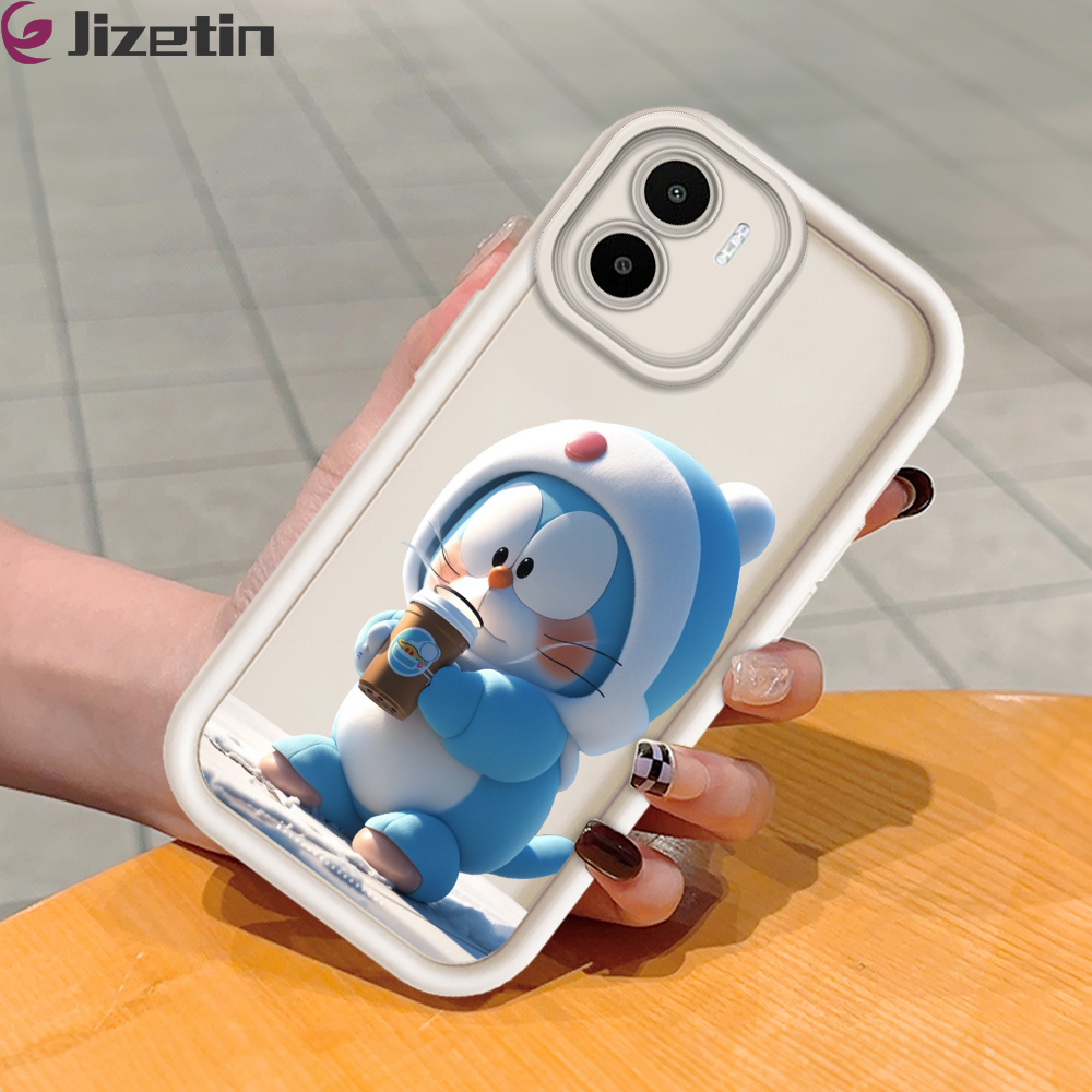 Jizetin for Redmi A1 A2 Back Cover Blue Machine Cat Ladder Camera Soft Rubber Mobile Phone Case