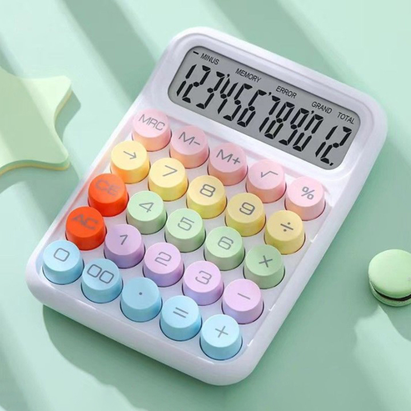 Korean Kawaii Calculator Cartoon Candy Colour Silent Mechanical Keyboard Desktop. 