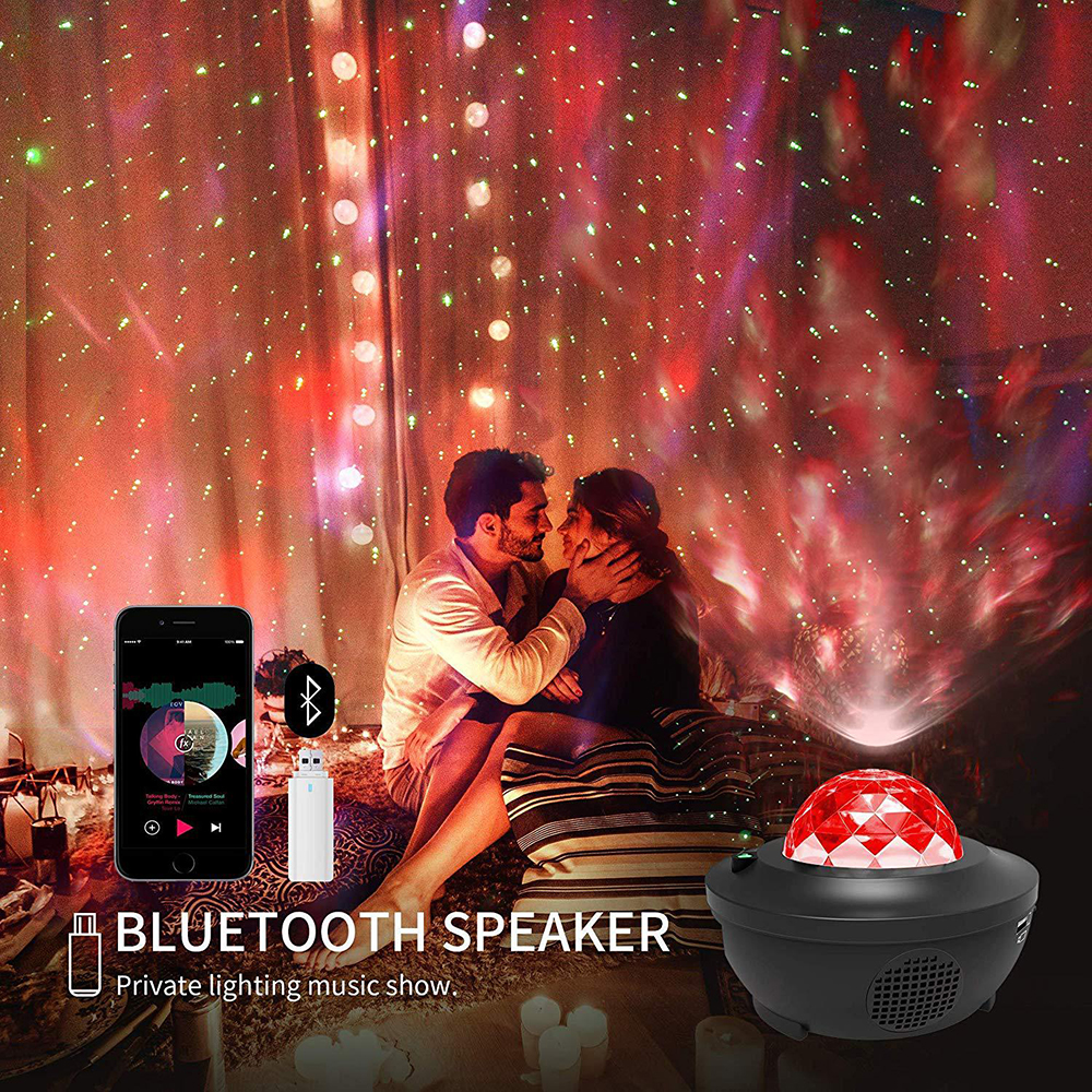 Music Sound Starry Sky Projector Music Voice Control bluetooth LED Night Light USB Projection Lamp for Party Lamp. 