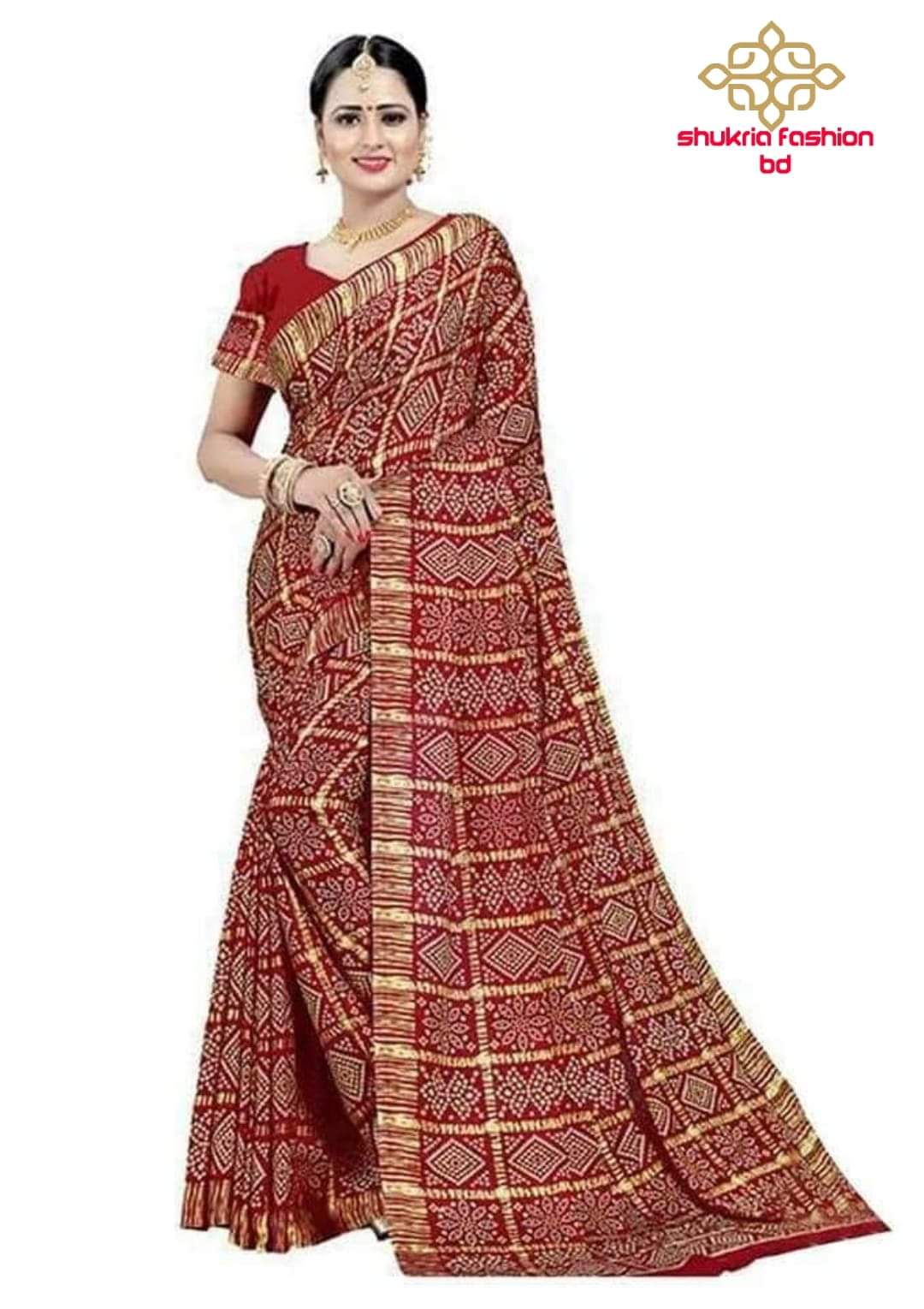 Chunri print hot sale silk saree