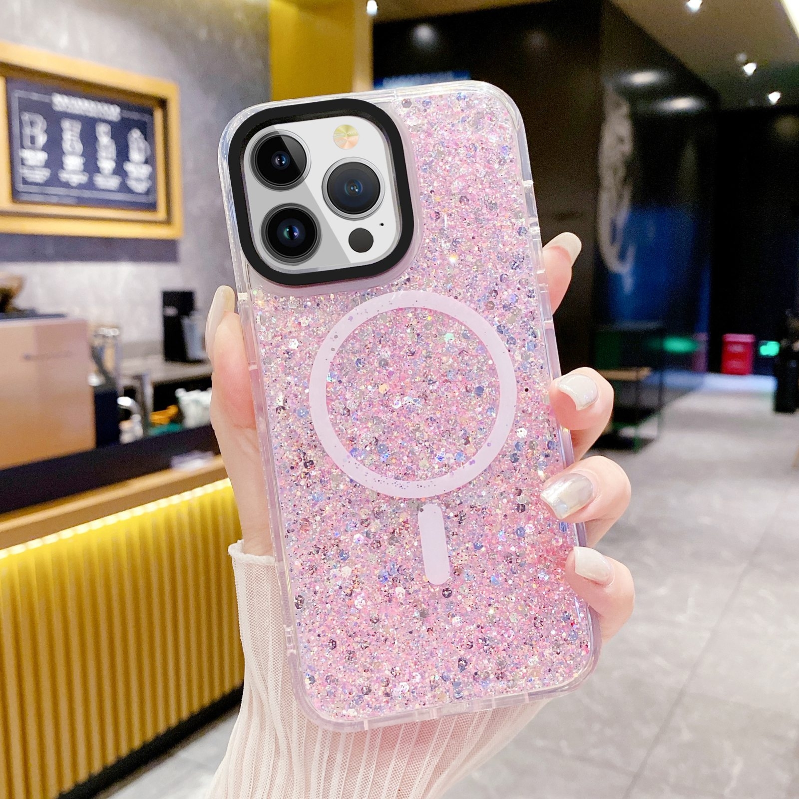 （COD Available)Gold Armor MagSafe Glitter Epoxy Phone Case For iPhone 15 Pro Max/iPhone 15 Pro/iPhone 15/iPhone 15 Plus. 