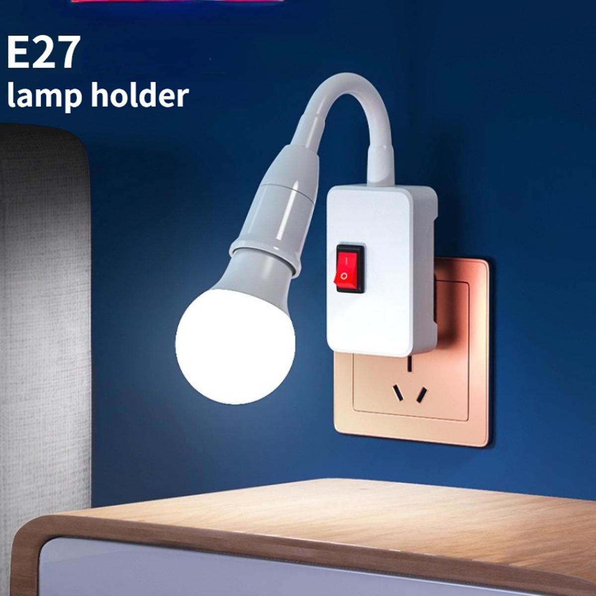 E27 Screw Socket In-line Lamp Holder with On/Off Switch for Home Light Fixtures Socket Converter Bulbs Plug/Adjustable Socket Adapter for Plastic Direct Plug In Light Bulb