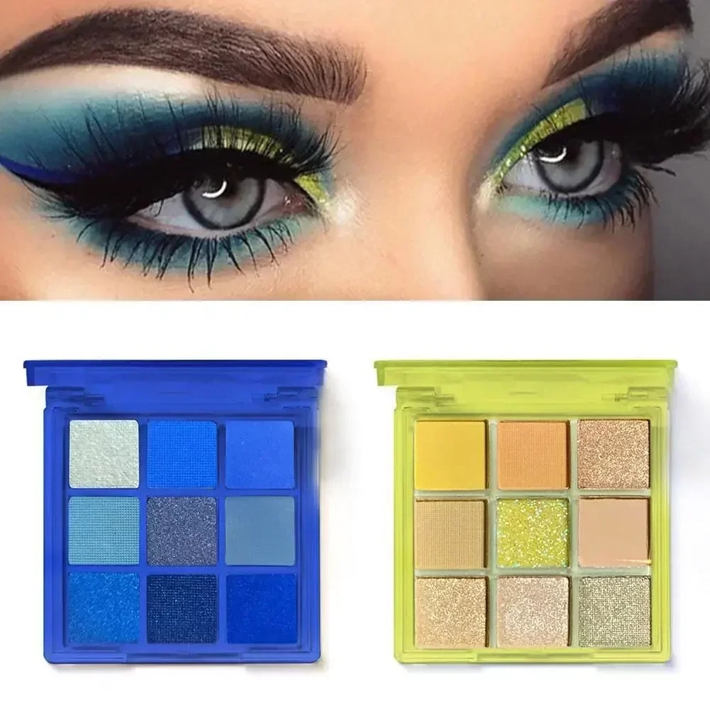 9 Colors Baby Blue Eyeshadow Makeup Pallete Matte Blue Eye Shadow Palette Shimmer Shine Diamond Yellow Neon Eyeshadow Palette Abandon Abandon. 