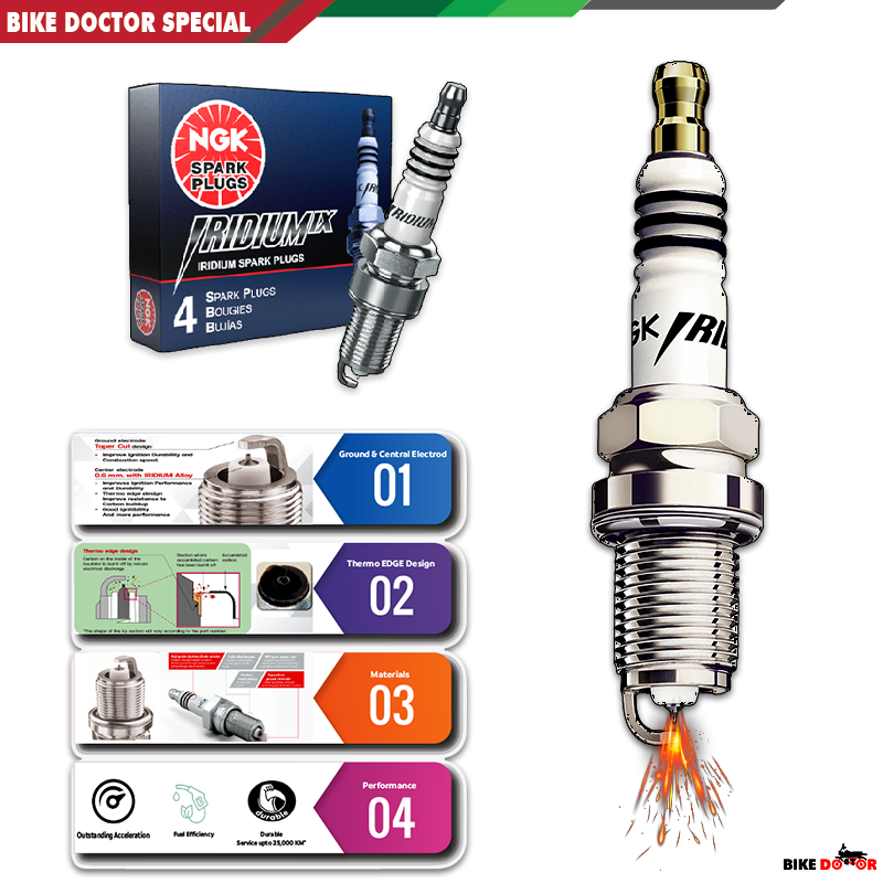 NGK IRIDIUM IX Long and Short Thread Performance Spark Plug for All Motorcycle (Made in Japan-USA Edition)