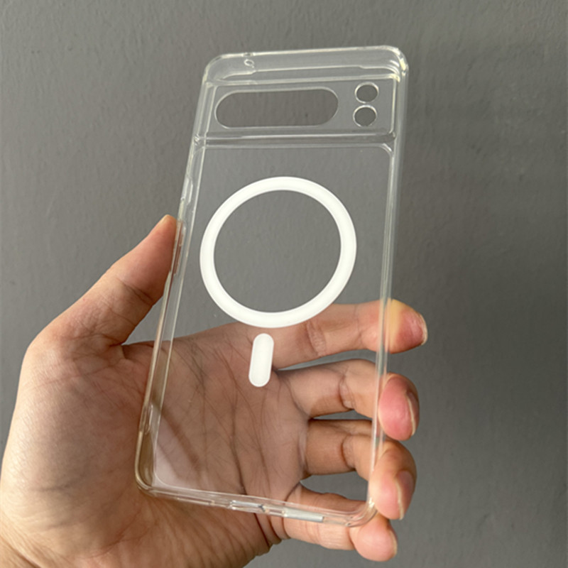 Transparent Shockproof PC+TPU Magsafe Case For Google Pixel 8 Pro Pixel8 Pro Frosted Magnetic Wireless Charging Phone Back Cover. 