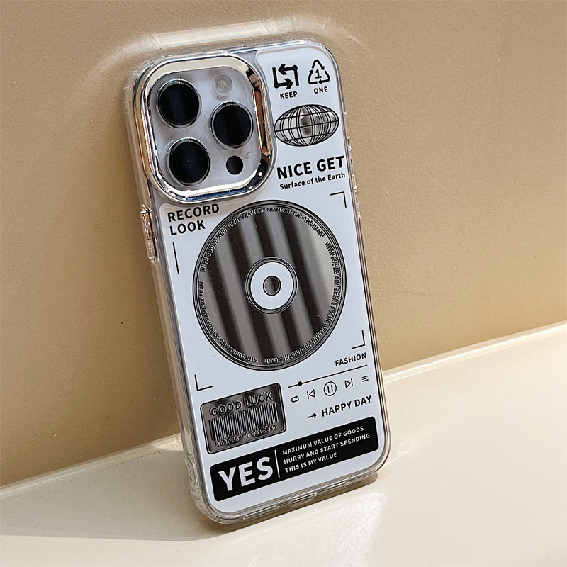 Creative English Quotes Mirror Music Record Disc Clear Phone Case For iPhone 14 13 12 11 15 Pro Max Plus XS Bar Code Back Cover. 