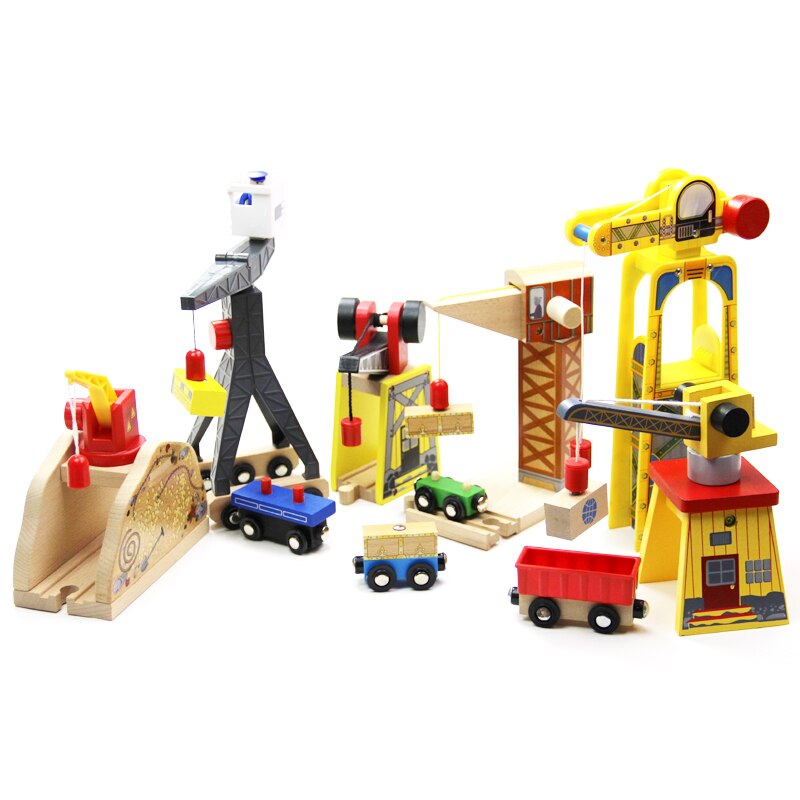 【happy one】Wooden Track Accessories Cranky Crane Toys Magnetic Decorations with Brio Wooden Track Chlidren Toys. 